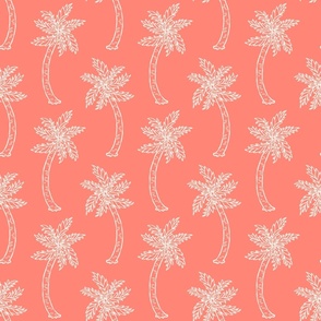 Minimal Palm Trees {Off White // Coral} Coastal Boho Summer, Large Scale
