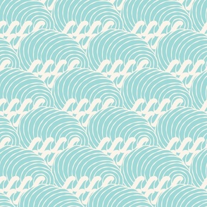 Ocean Wave Crest {Off White // Aqua Blue} Minimalist Surf Waves, Large Scale Mermaidcore