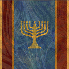 Menorah Stand Large - 9 - gold blue large