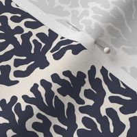 Coral Reef Damask {Navy Blue // Off White} Ogee Sea Fan, Large Scale Mermaidcore