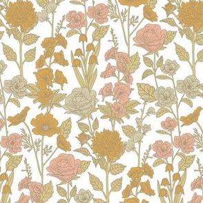 Small-Scale Neutral Pastel Floral in Muted Colors