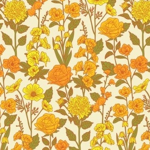 Small-Scale Yellow Vintage-Inspired 70s Floral Cottage Garden