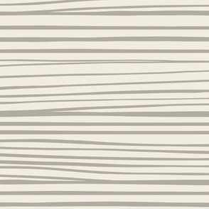 Hand Drawn Horizontal Stripes | Cloudy Silver Grey Taupe, Creamy White | Contemporary