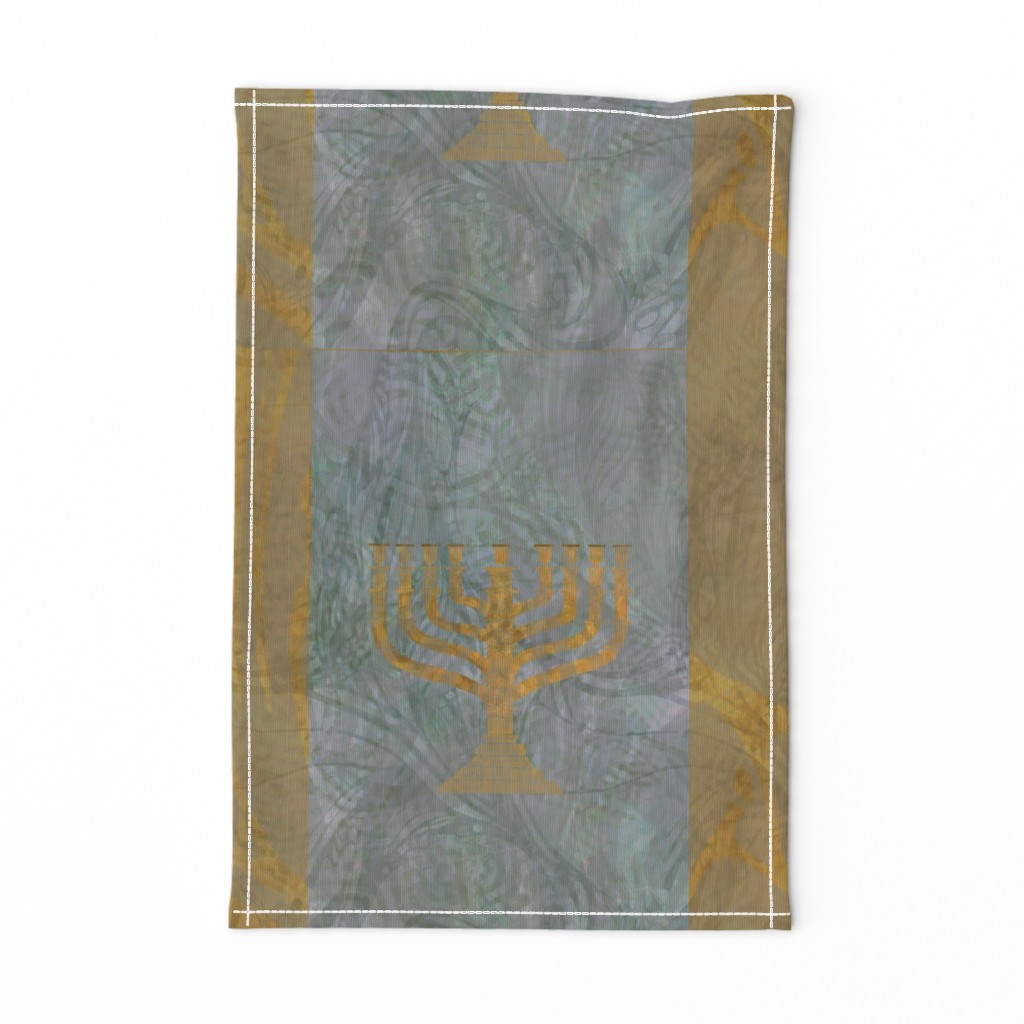 Menorah Panels- Abstract Large Blue Gold