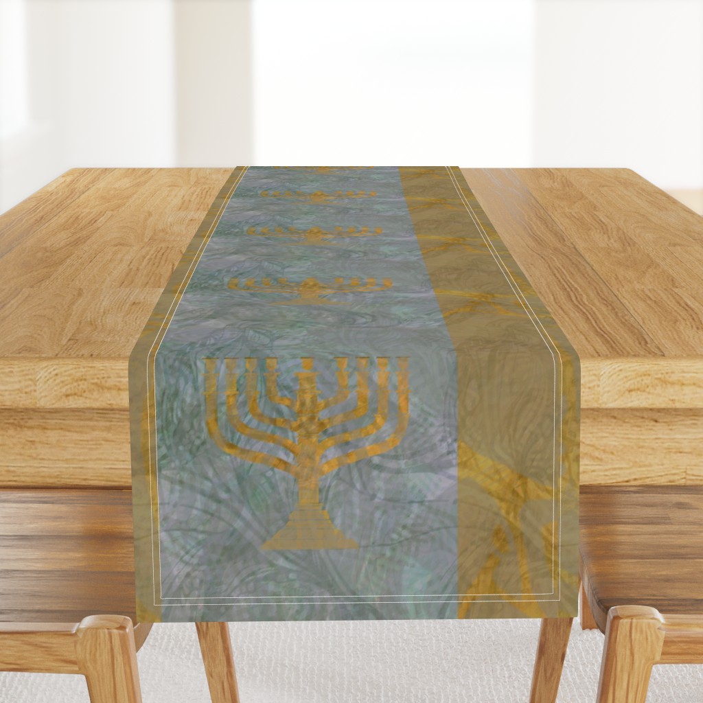 Menorah Panels- Abstract Large Blue Gold