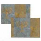 Menorah Panels- Abstract Large Blue Gold