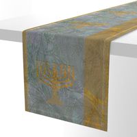 Menorah Panels- Abstract Large Blue Gold