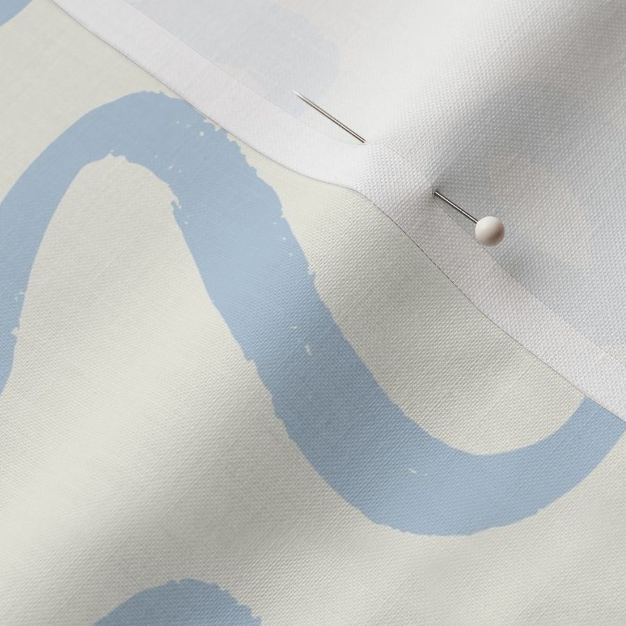 Wavy Ribbon - Baby Blue on Soft Cream on Cream | Bold Textured Brush Stroke 