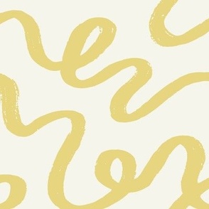 Wavy Ribbon - Muted Yellow Gold on Soft Cream on Cream | Bold Textured Brush Stroke