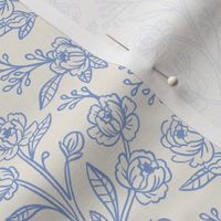 Pencil Peonies in Periwinkle Small Scale