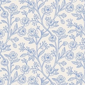 Pencil Peonies in Periwinkle Small Scale