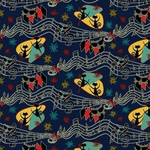 Sm. Scale Rockabilly Cool Cats on Navy