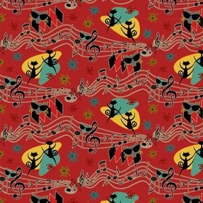 Sm. Scale Rockabilly Cool Cats on Red