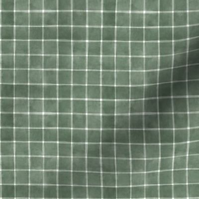 Calke Green Window pane Check Gingham - Ditsy Scale - Forest Green Sage Green