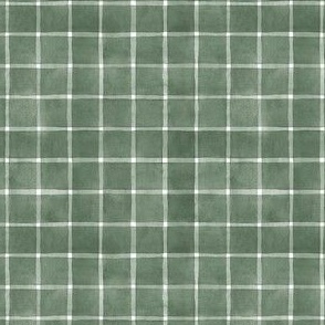 Calke Green Window pane Check Gingham - Ditsy Scale - Forest Green Sage Green