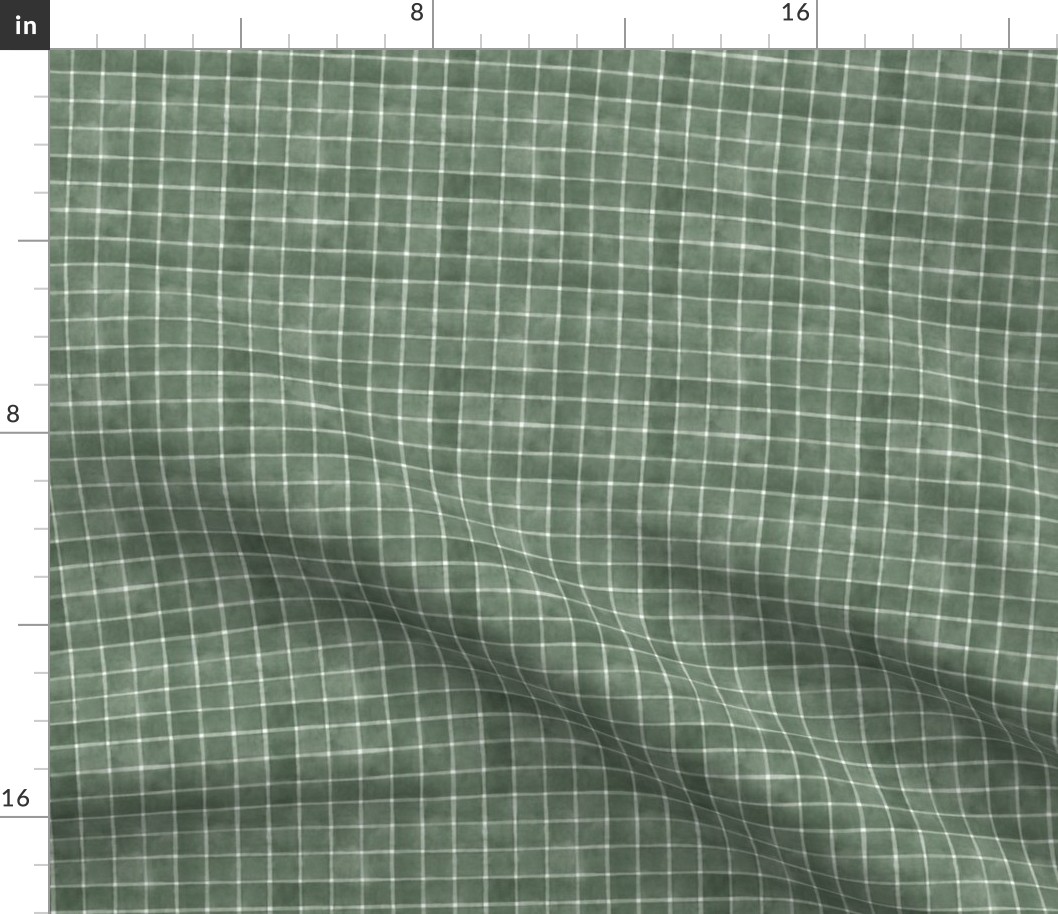 Calke Green Window pane Check Gingham - Ditsy Scale - Forest Green Sage Green