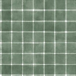 Calke Green Window pane Check Gingham - Small Scale - Forest Green Sage Green