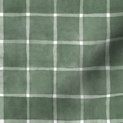 Calke Green Window pane Check Gingham - Medium Scale - Forest Green Sage Green