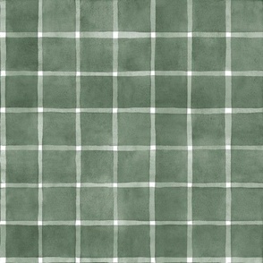 Calke Green Window pane Check Gingham - Medium Scale - Forest Green Sage Green