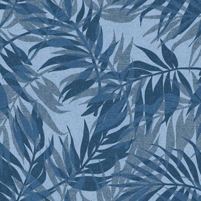 Vintage Palms Hawaiian Tropical Design- Indigo