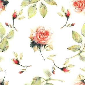 Gentle Watercolor Roses: Delicate Patterns in Soft Pastel Tones