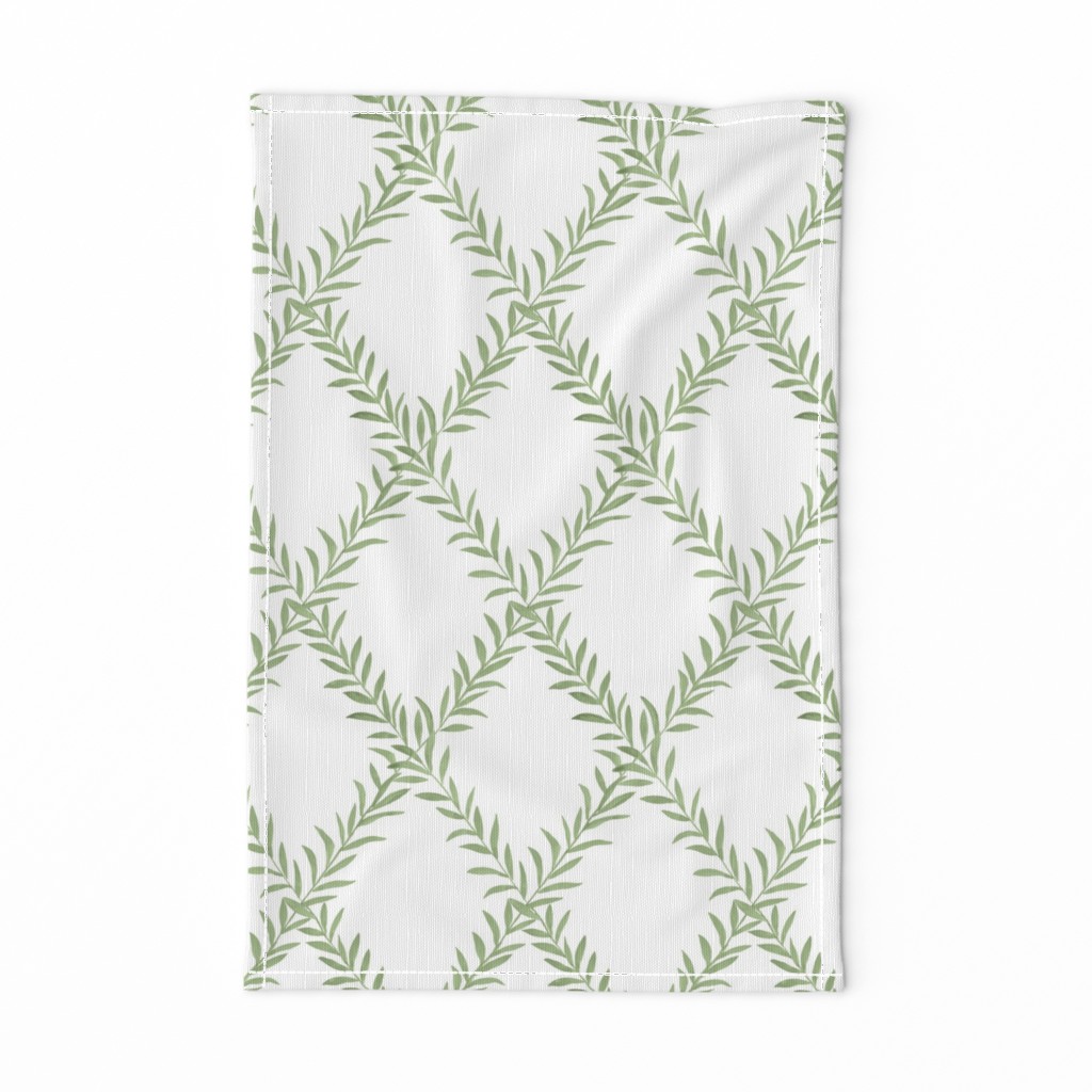 Leafy Trellis Custom Green on White