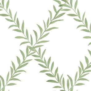 Leafy Trellis Custom Green on White