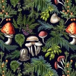 Forest Tapestry: Lobster Mushrooms amid Douglass Fir, Hemlock, Salal, Oregon Grape, and Sword Fern
