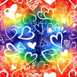 White Hearts on Rainbow