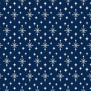 Retro stars and snowflakes on navy blue