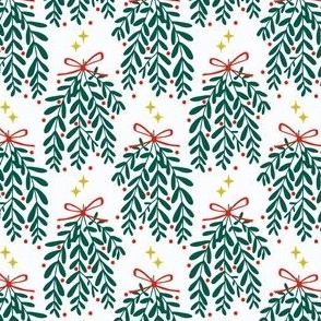 Retro inspired mistletoe in red and green