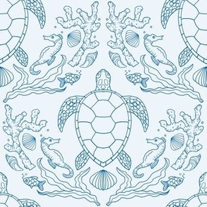 Blue Turtle on white - lineart - small size