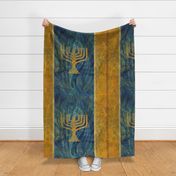 Menorah Plaid in Olive Gold and Blues -large