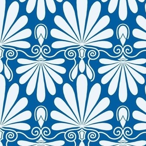 Anthemion in white on blue - medium size size