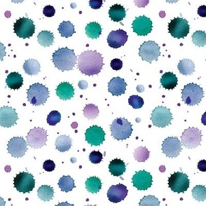 Hand Painted Watercolor Purple Green and Grey Splatters