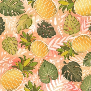Tropical Pineapple seamless pattern