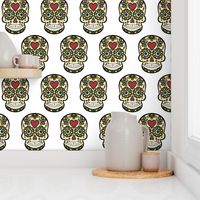 Sugar Skull Fabric Wallpaper and Home Decor