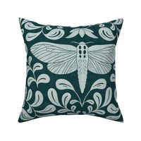 Dark Blue Moth Damask Large