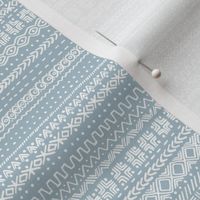 small - Bogolan tribal stripes - mudcloth fabric - white on light blue gray