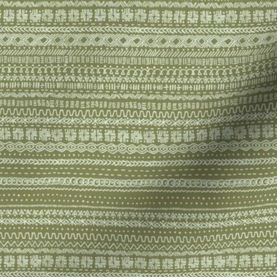 small - Bogolan tribal stripes - mudcloth fabric - honeydew light green on iguana khaki green