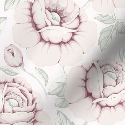  shabby chic roses on pink large