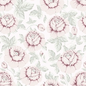  shabby chic roses on pink large