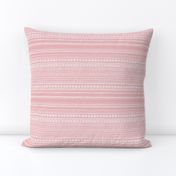 small - Bogolan tribal stripes - mudcloth fabric - white on red tea rose pink