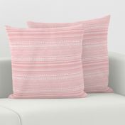 small - Bogolan tribal stripes - mudcloth fabric - white on red tea rose pink