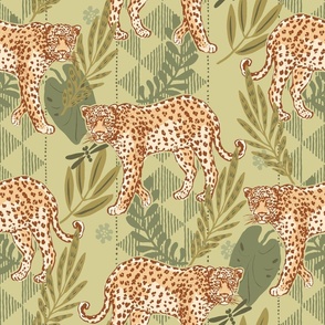 Leopard tropical bohemian decor green