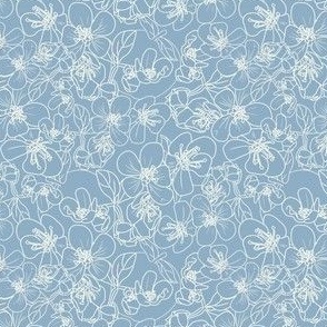 Fall Apple Floral  - Cream on Blue