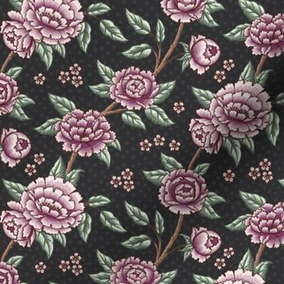 Art&crafts Purple Peonies - William Morris inspired floral 