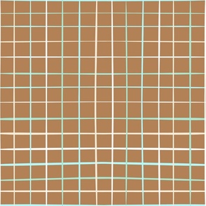 medium// jagged checkers pastel colors caramel background