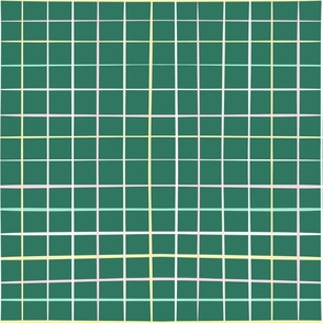 medium// jagged checkers pastel colors dark green background