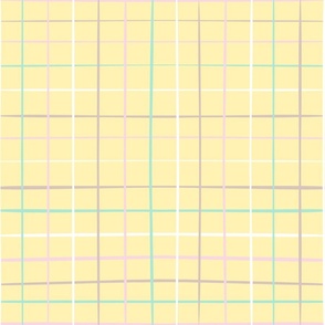 medium// jagged checkers pastel colors yellow background